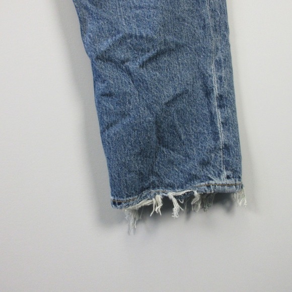 Agolde Riley High Rise Straight Crop Jeans Women 29 Blue Denim Distressed 588 - Picture 8 of 12